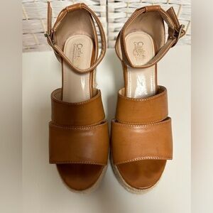 Catherine Malandrino heels rope trim euc tan/brown size Andiee size 7.5